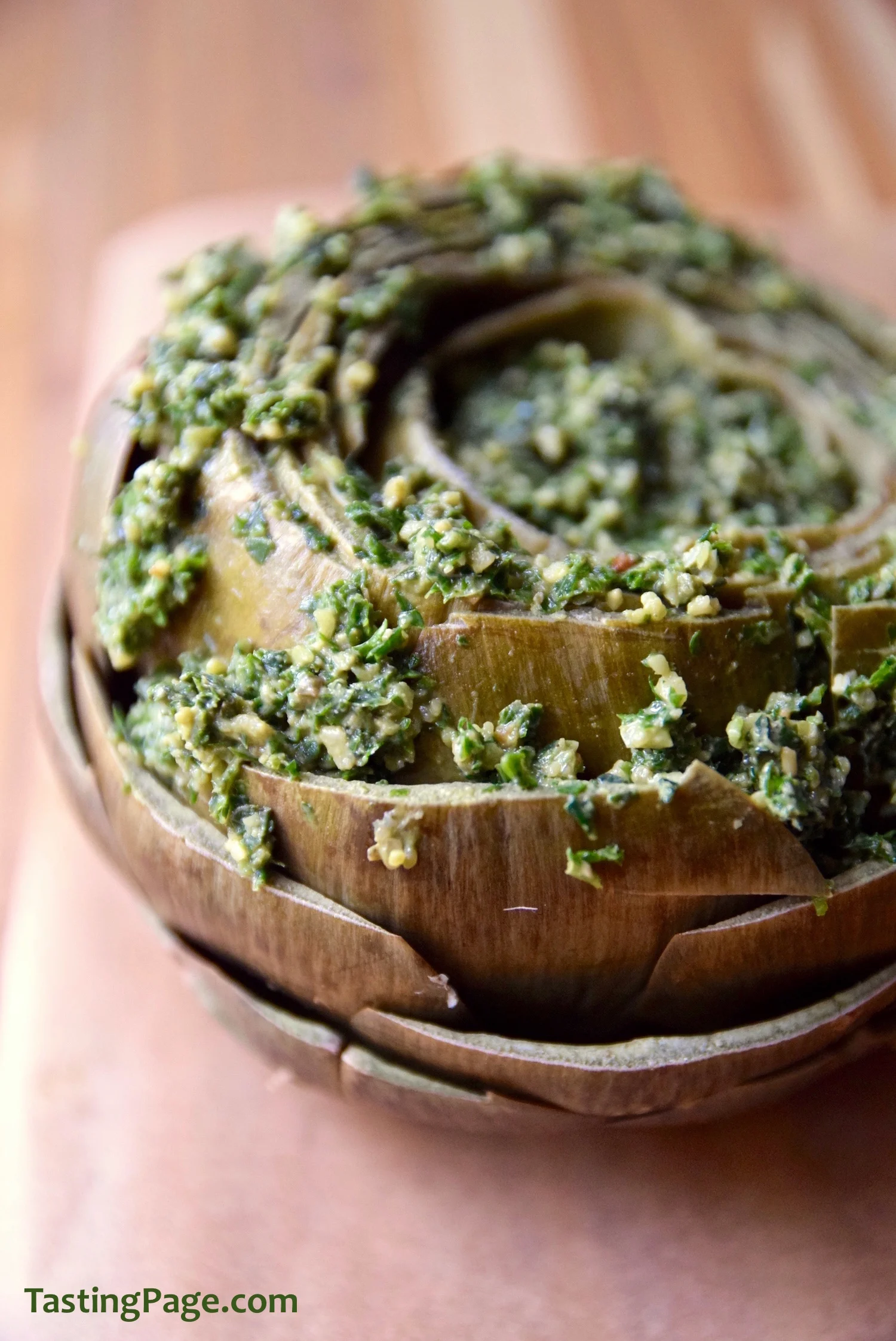 Anchovy Parsley Pesto Stuffed Artichoke — Tasting Page
